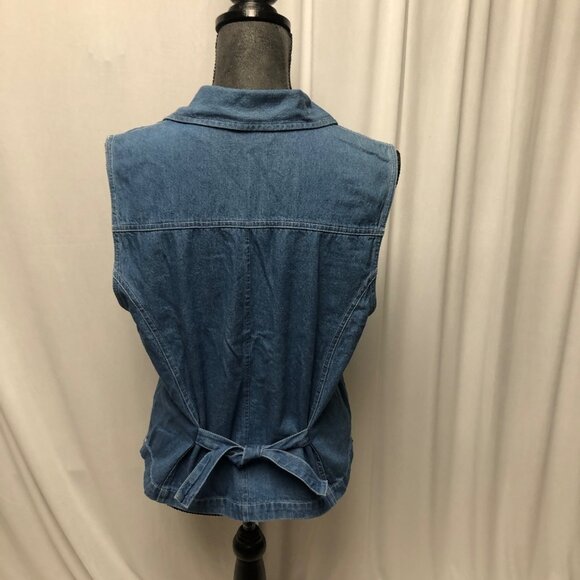 Vintage Stonybrook Denim Vest Womens Size Medium Floral Embroidery Button Front - Picture 4 of 7